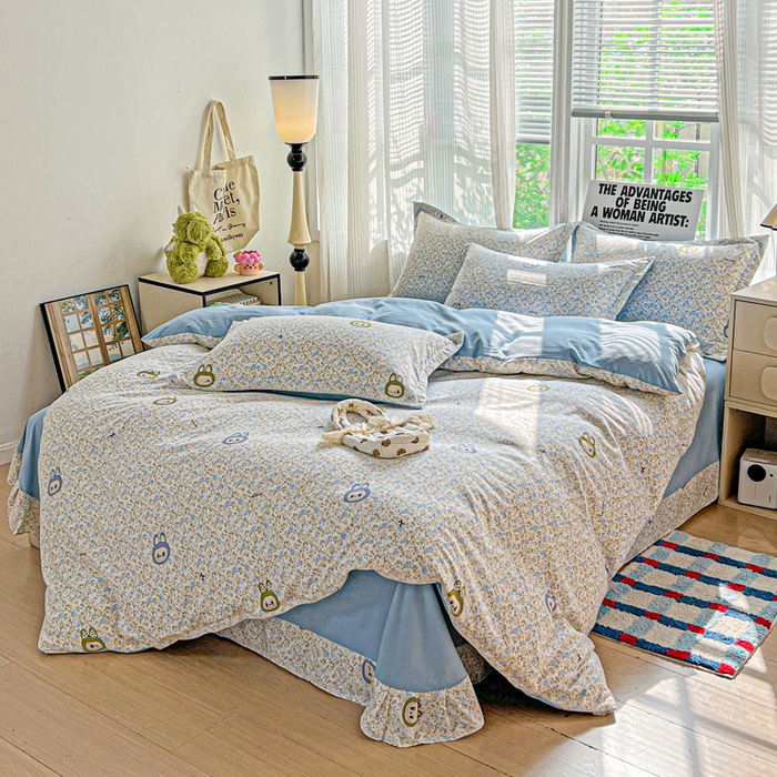 91家纺网 家纺一手货源 找家纺 欢博莱  2025新款仿纯棉四件套学生宿舍三件套单被套 花香布布