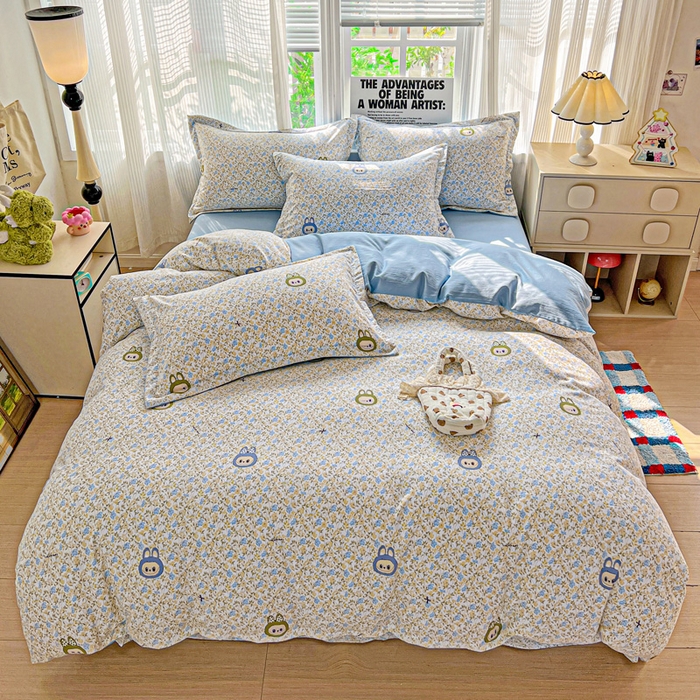 91家纺网 家纺一手货源 找家纺 欢博莱  2025新款仿纯棉四件套学生宿舍三件套单被套 花香布布