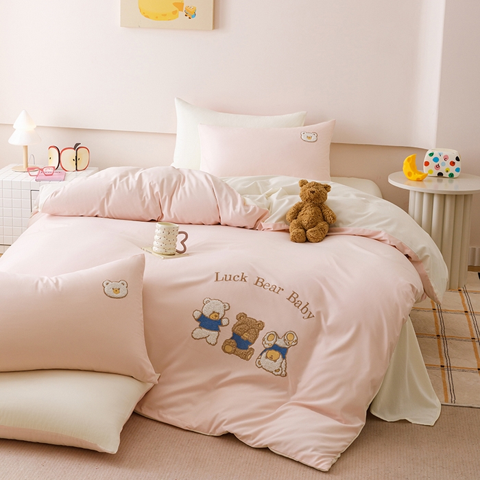 91家纺网 家纺一手货源 找家纺 （总）悦兴家纺 2025新款A类水洗棉卡通幸运熊四件套（含买家秀）