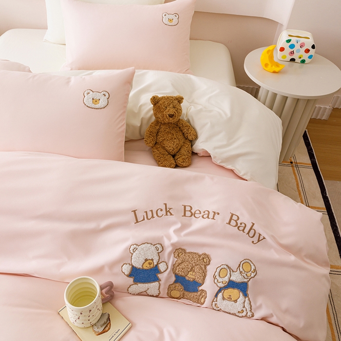 91家纺网 家纺一手货源 找家纺 （总）悦兴家纺 2025新款A类水洗棉卡通幸运熊四件套（含买家秀）