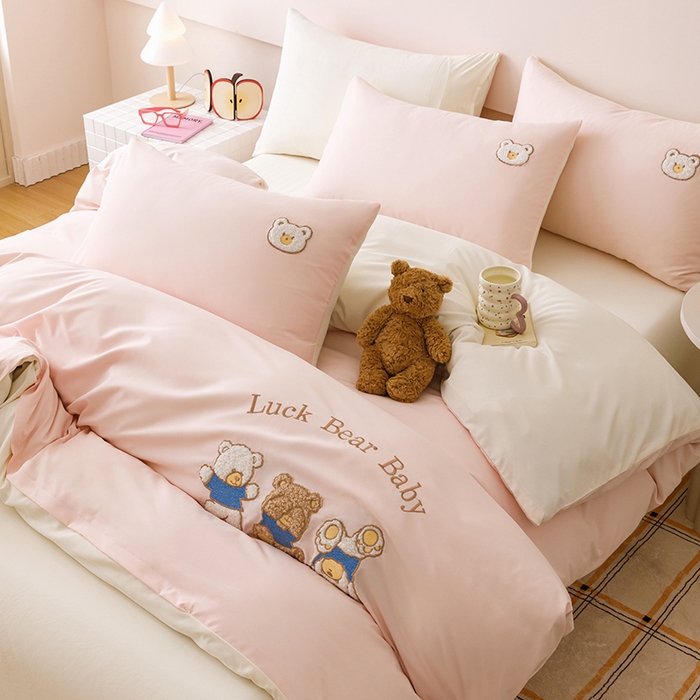 91家纺网 家纺一手货源 找家纺 （总）悦兴家纺 2025新款A类水洗棉卡通幸运熊四件套（含买家秀）