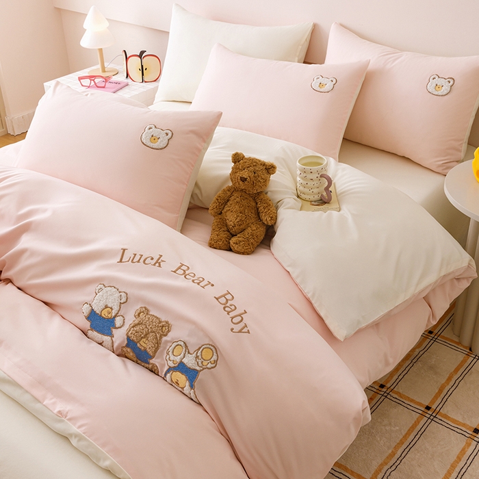 91家纺网 家纺一手货源 找家纺 （总）悦兴家纺 2025新款A类水洗棉卡通幸运熊四件套（含买家秀）