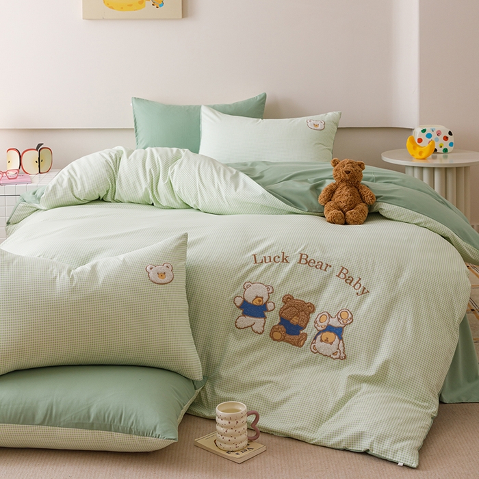 91家纺网 家纺一手货源 找家纺 （总）悦兴家纺 2025新款A类水洗棉卡通幸运熊四件套（含买家秀）