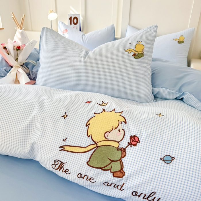 悦兴家纺 2025新款A类水洗棉刺绣卡通小王子系列四件套（含买家秀） 小王子蓝格
