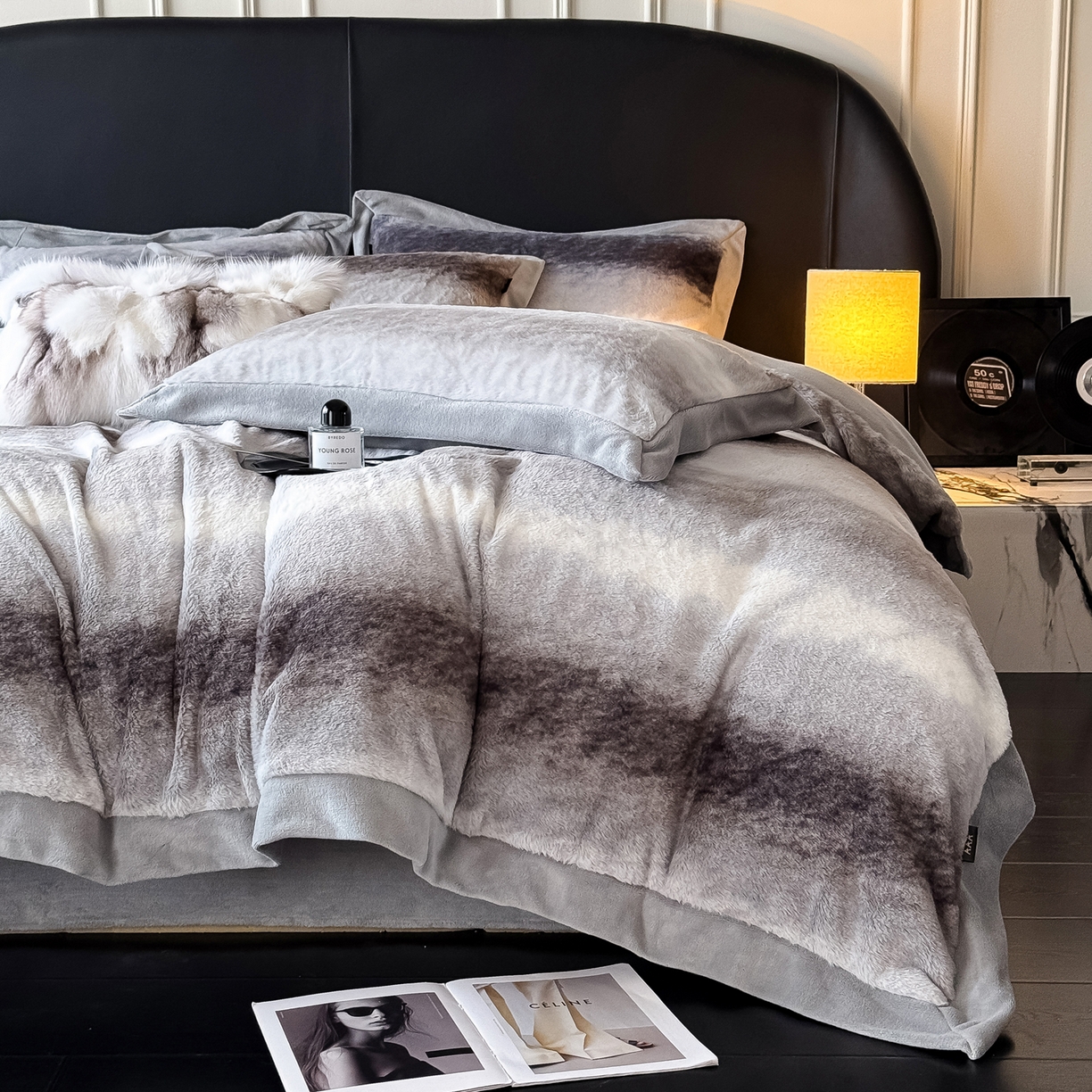 91家纺网 家纺一手货源 找家纺 （总）水云缦 2025新款美拉德系列兔毛拼角四件套系列