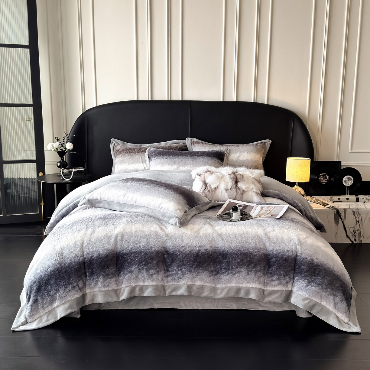 91家纺网 家纺一手货源 找家纺 （总）水云缦 2025新款美拉德系列兔毛拼角四件套系列