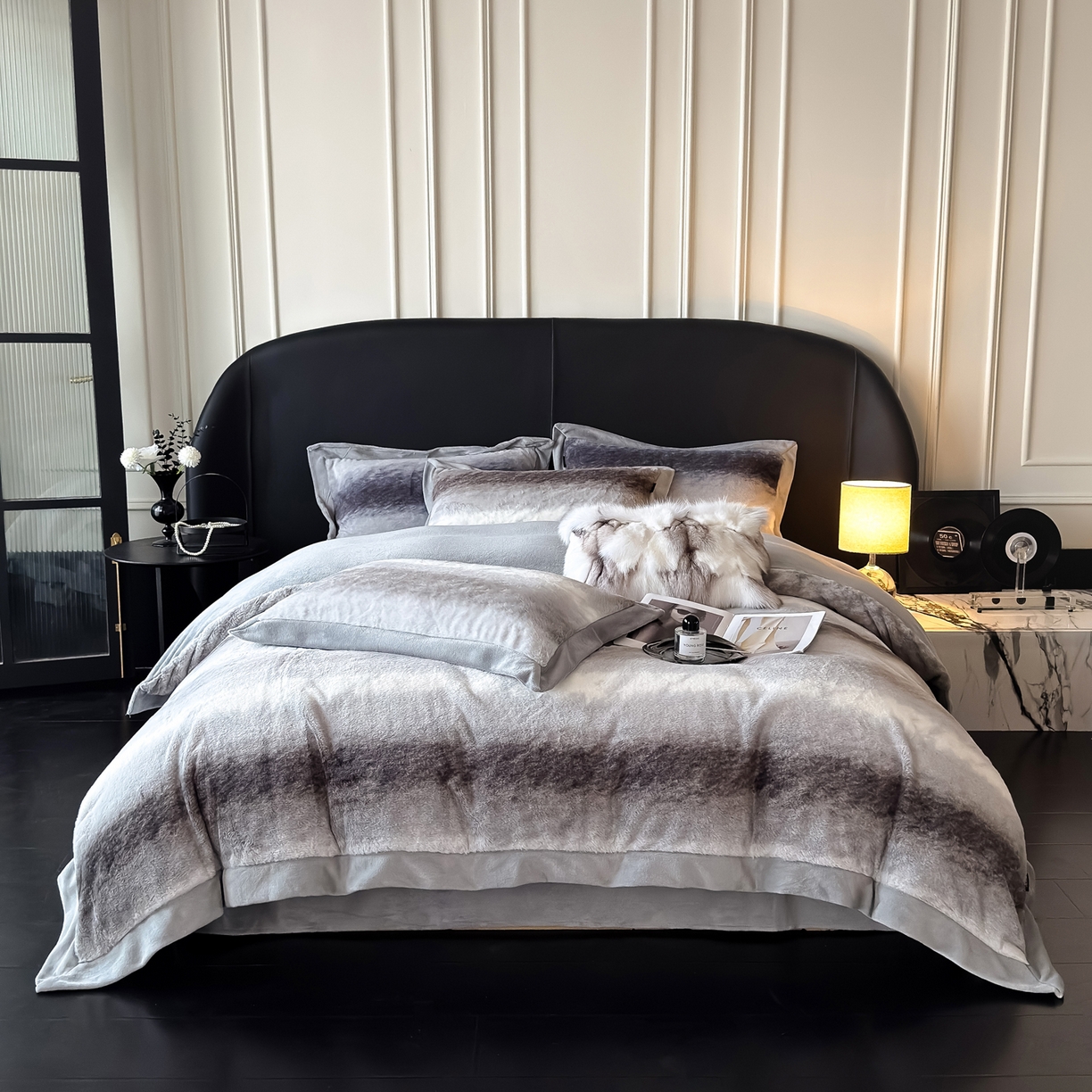 91家纺网 家纺一手货源 找家纺 （总）水云缦 2025新款美拉德系列兔毛拼角四件套系列