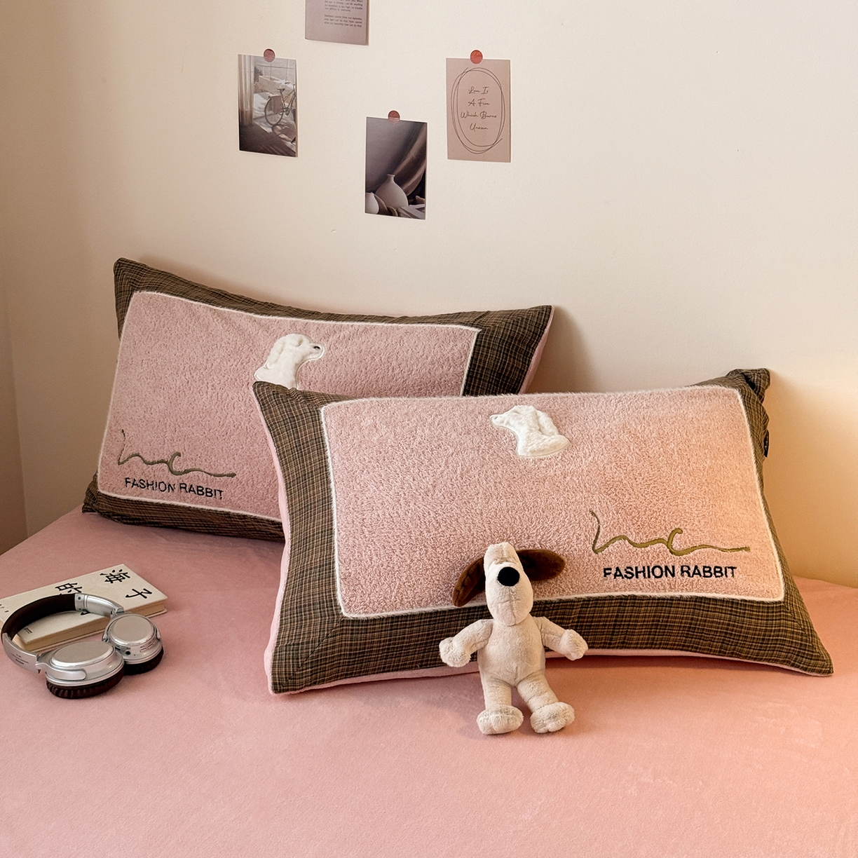 91家纺网 家纺一手货源 找家纺 水云缦 2025新款米粒绒全棉双层纱四件套 米粒绒-藕粉