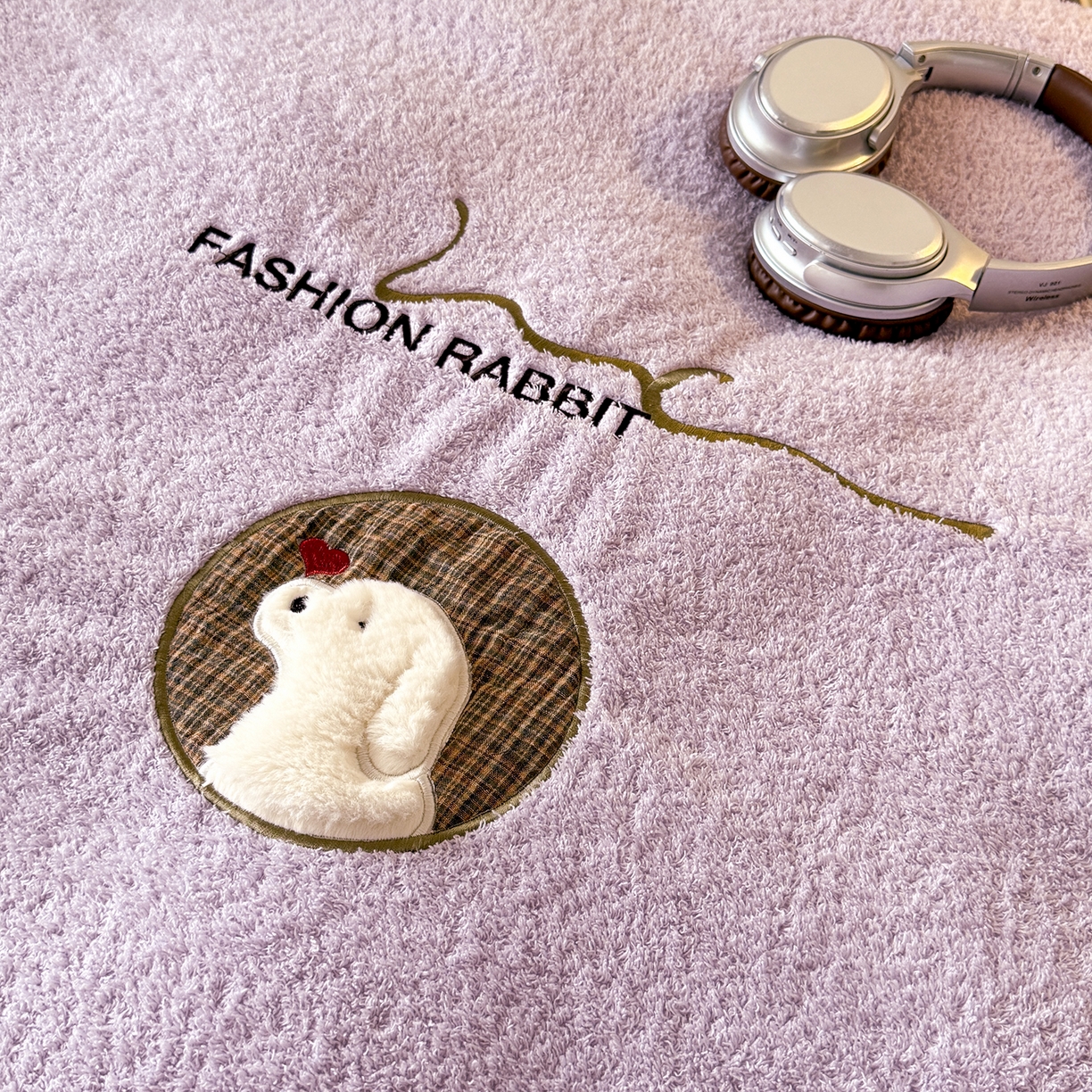 91家纺网 家纺一手货源 找家纺 水云缦 2025新款米粒绒全棉双层纱四件套 米粒绒-香芋紫