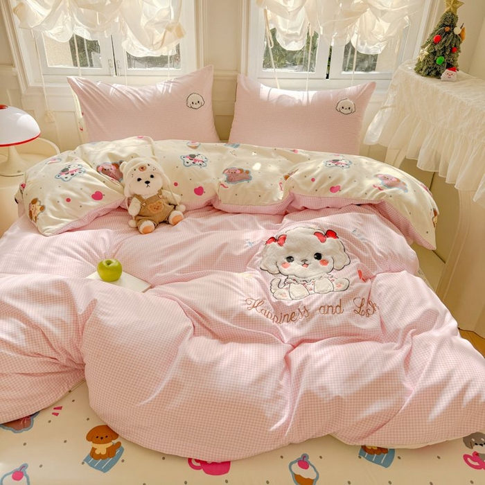 91家纺网 家纺一手货源 找家纺 （总）悦兴家纺 2025新款A类水洗棉治愈萌犬系列四件套（含买家秀）