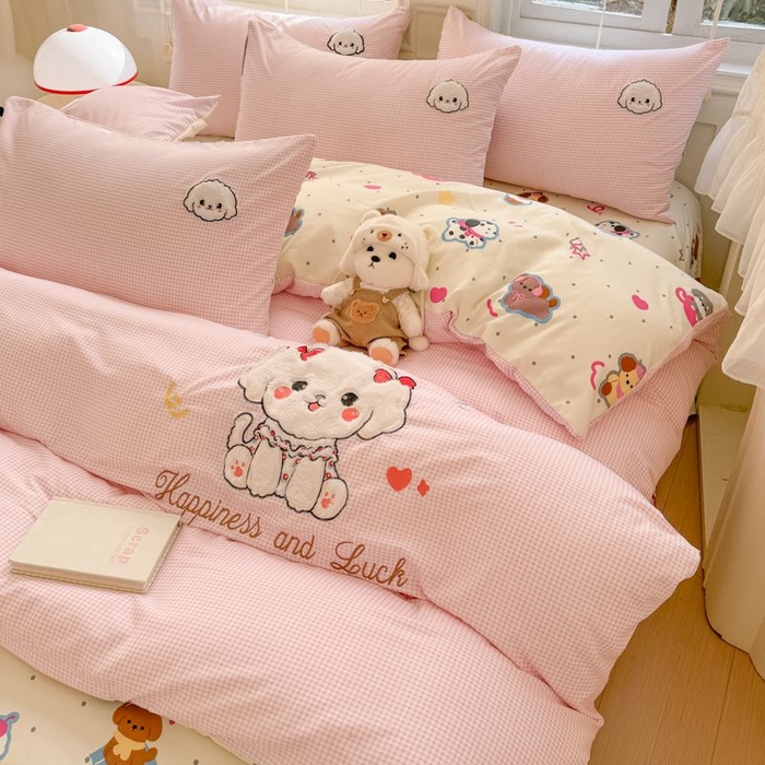 91家纺网 家纺一手货源 找家纺 （总）悦兴家纺 2025新款A类水洗棉治愈萌犬系列四件套（含买家秀）