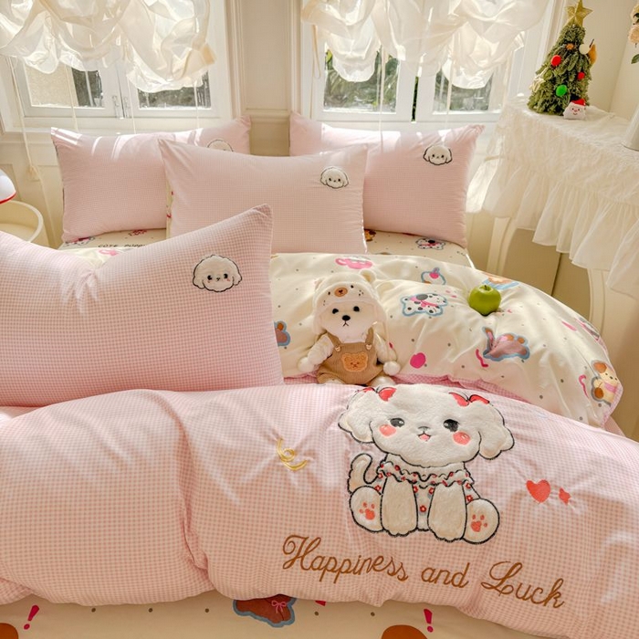 91家纺网 家纺一手货源 找家纺 （总）悦兴家纺 2025新款A类水洗棉治愈萌犬系列四件套（含买家秀）