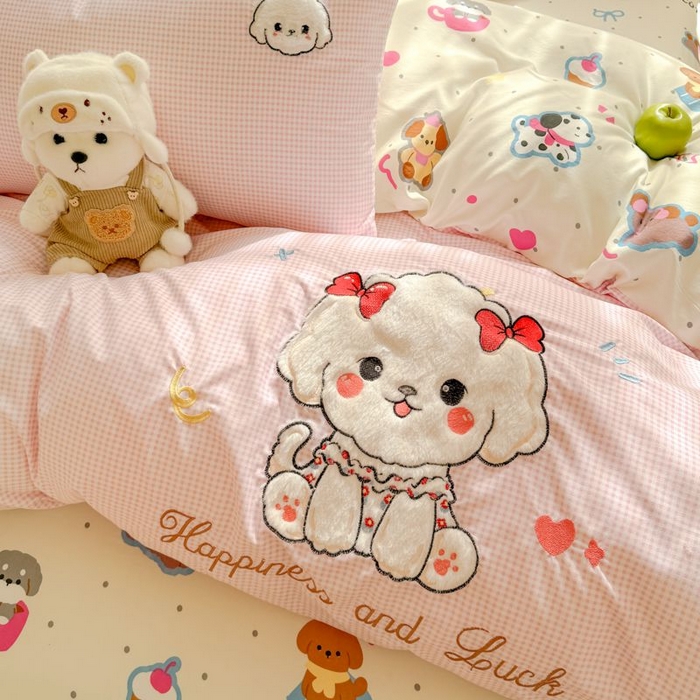 91家纺网 家纺一手货源 找家纺 （总）悦兴家纺 2025新款A类水洗棉治愈萌犬系列四件套（含买家秀）