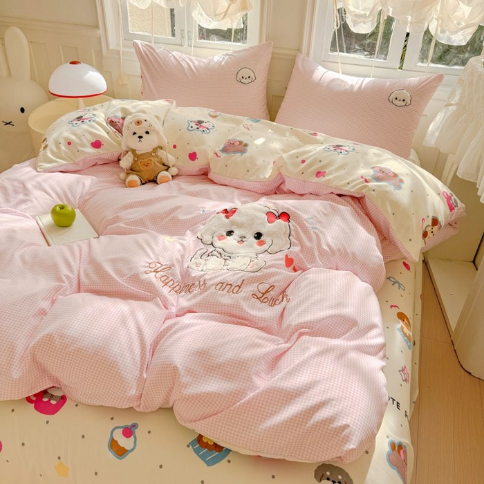 91家纺网 家纺一手货源 找家纺 （总）悦兴家纺 2025新款A类水洗棉治愈萌犬系列四件套（含买家秀）