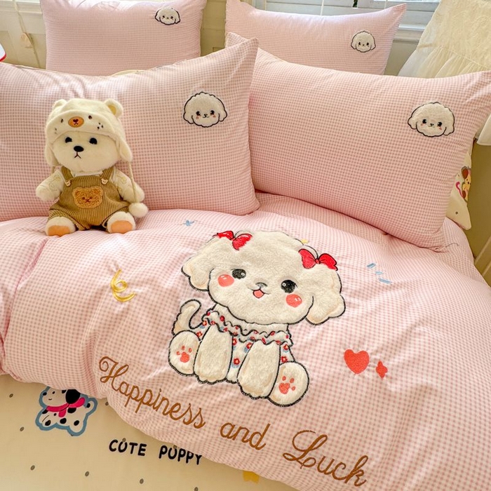 91家纺网 家纺一手货源 找家纺 （总）悦兴家纺 2025新款A类水洗棉治愈萌犬系列四件套（含买家秀）