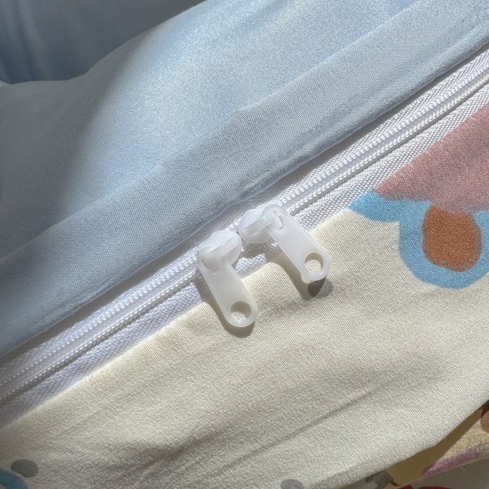 91家纺网 家纺一手货源 找家纺 悦兴家纺 2025新款A类水洗棉治愈萌犬系列四件套（含买家秀） 奶蓝多duo狗狗