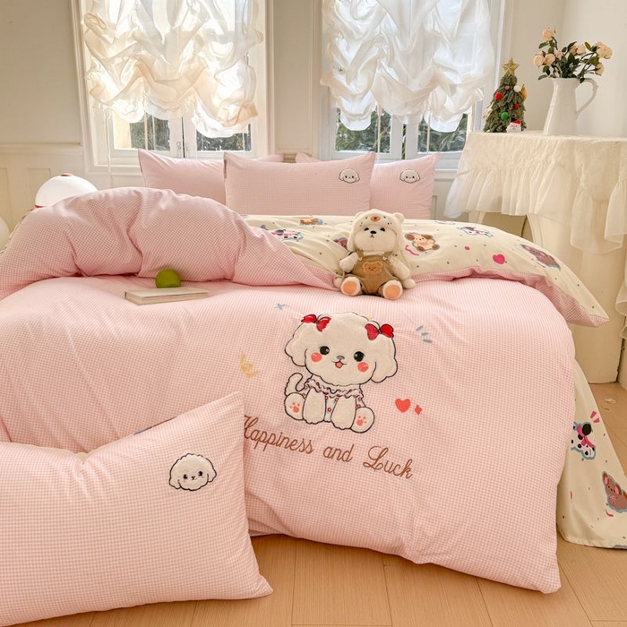 91家纺网 家纺一手货源 找家纺 （总）悦兴家纺 2025新款A类水洗棉治愈萌犬系列四件套（含买家秀）