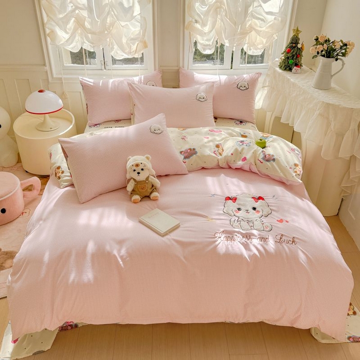 91家纺网 家纺一手货源 找家纺 （总）悦兴家纺 2025新款A类水洗棉治愈萌犬系列四件套（含买家秀）