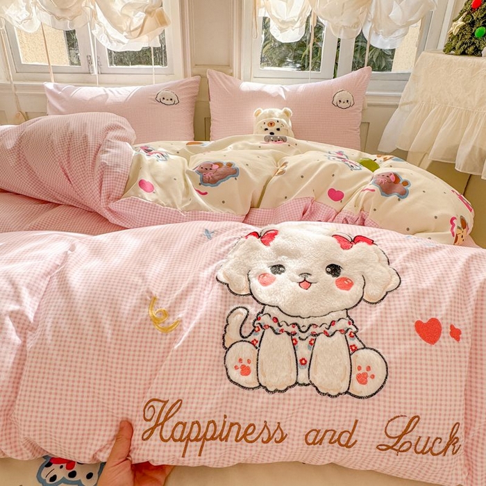 91家纺网 家纺一手货源 找家纺 （总）悦兴家纺 2025新款A类水洗棉治愈萌犬系列四件套（含买家秀）