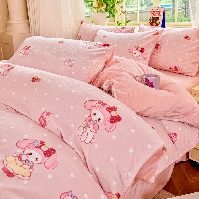 91家纺网 家纺一手货源 找家纺 （总）斯卡诺家纺 2026新款小清新牛奶绒床盖四件套冬季加厚床盖四件套