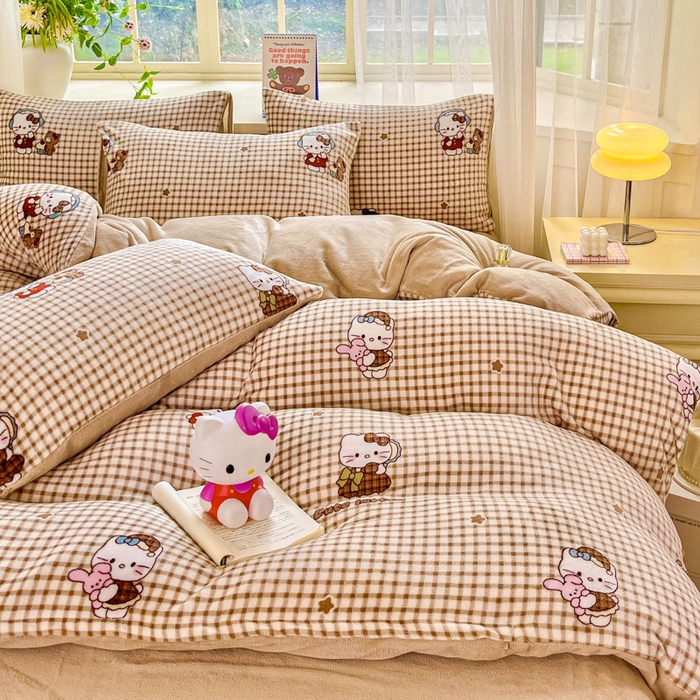 91家纺网 家纺一手货源 找家纺 （总）斯卡诺家纺 2026新款小清新牛奶绒床盖四件套冬季加厚床盖四件套