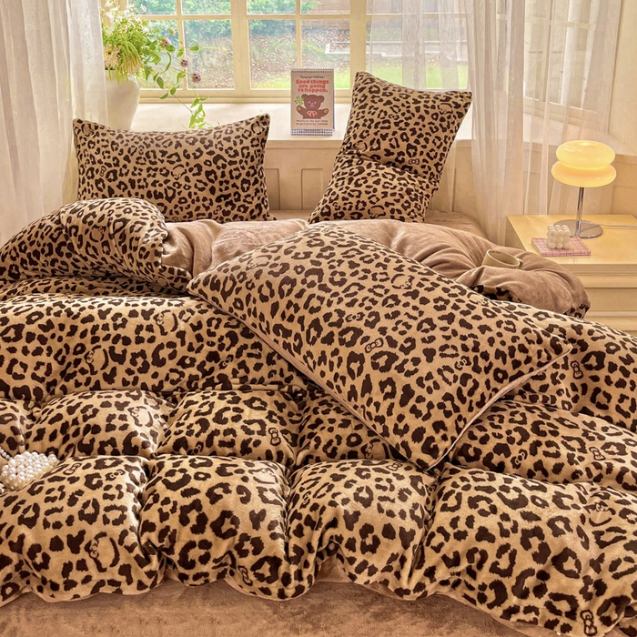 91家纺网 家纺一手货源 找家纺 斯卡诺家纺 2026新款小清新牛奶绒床盖四件套冬季加厚床盖四件套 小时代-咖