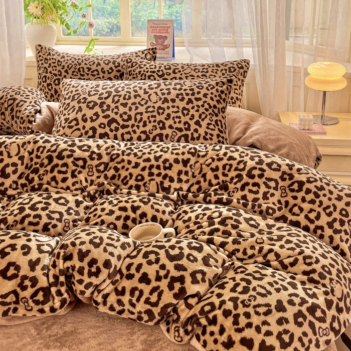 91家纺网 家纺一手货源 找家纺 斯卡诺家纺 2026新款小清新牛奶绒床盖四件套冬季加厚床盖四件套 小时代-咖