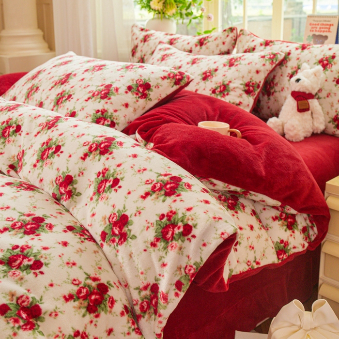 91家纺网 家纺一手货源 找家纺 （总）斯卡诺家纺 2026新款小清新牛奶绒床盖四件套冬季加厚床盖四件套