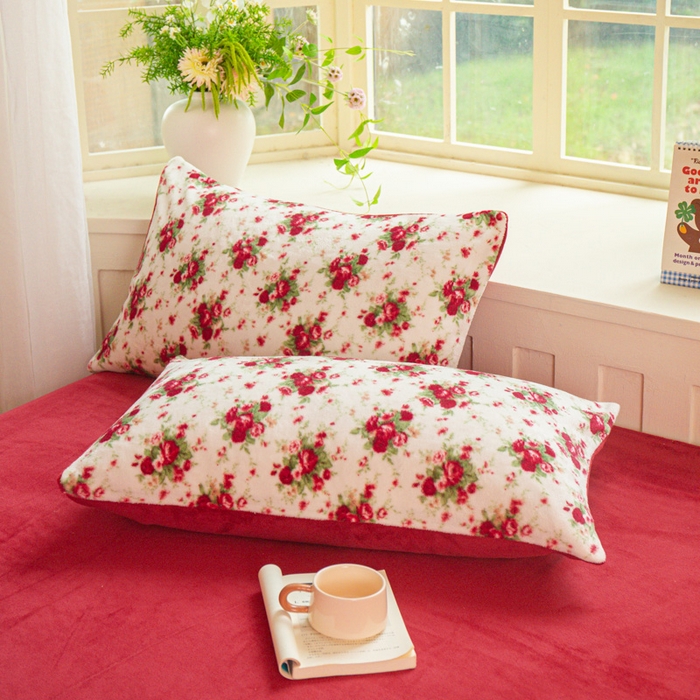 91家纺网 家纺一手货源 找家纺 斯卡诺家纺 2026新款小清新牛奶绒床盖四件套冬季加厚床盖四件套 花妖粉