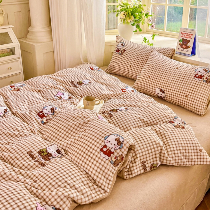 91家纺网 家纺一手货源 找家纺 （总）斯卡诺家纺 2026新款小清新牛奶绒床盖四件套冬季加厚床盖四件套