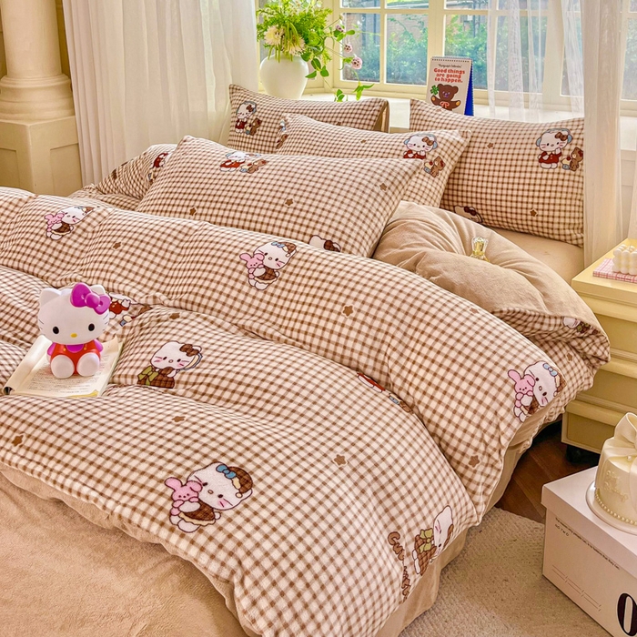 91家纺网 家纺一手货源 找家纺 （总）斯卡诺家纺 2026新款小清新牛奶绒床盖四件套冬季加厚床盖四件套