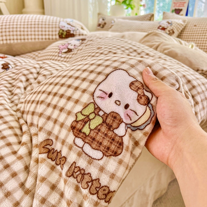 91家纺网 家纺一手货源 找家纺 （总）斯卡诺家纺 2026新款小清新牛奶绒床盖四件套冬季加厚床盖四件套