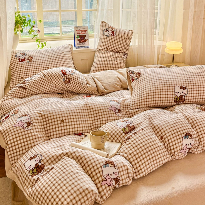 91家纺网 家纺一手货源 找家纺 （总）斯卡诺家纺 2026新款小清新牛奶绒床盖四件套冬季加厚床盖四件套