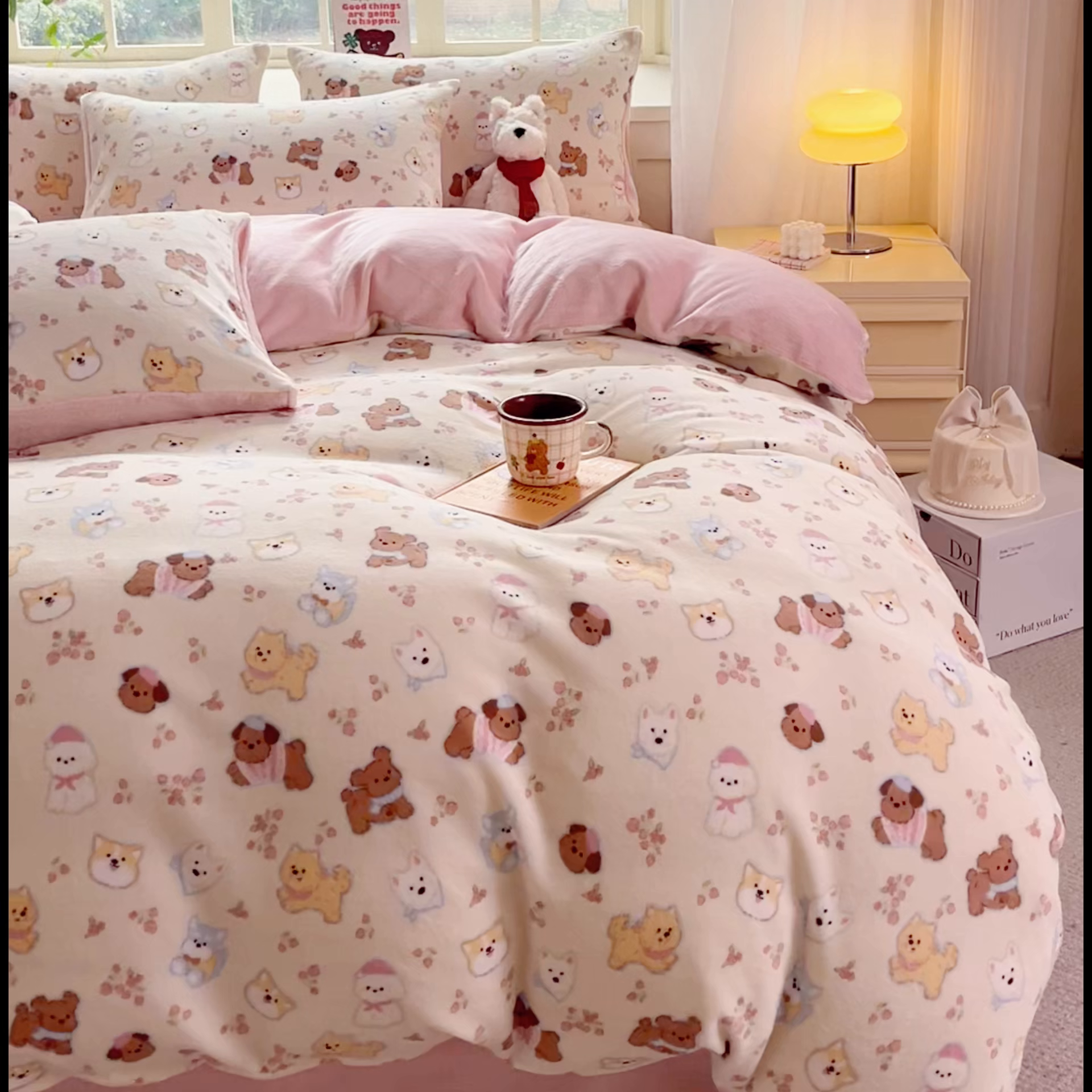 91家纺网 家纺一手货源 找家纺 斯卡诺家纺 2026新款小清新牛奶绒床盖四件套冬季加厚床盖四件套 高西地