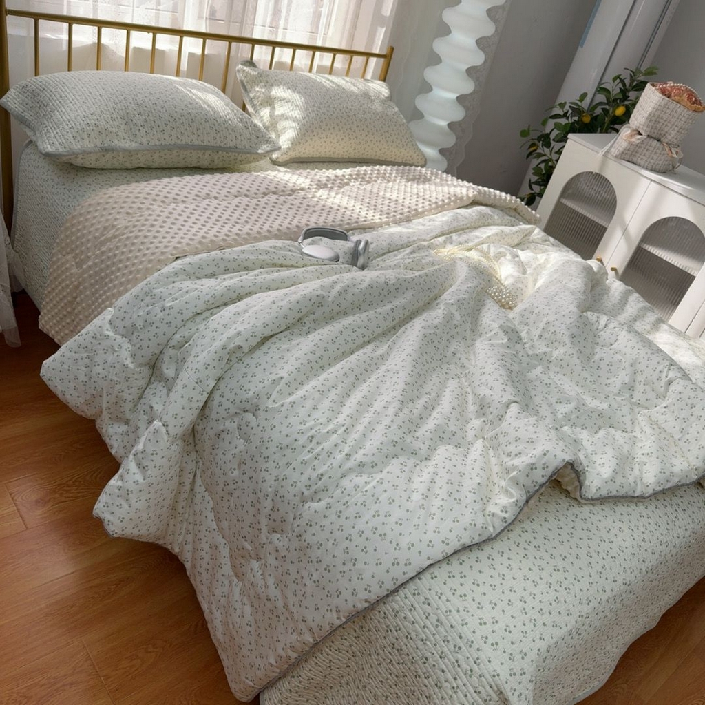 91家纺网 家纺一手货源 找家纺 （总）暖居 2026新款一面纯棉一面绒床盖+同款纯棉豆豆被跑量