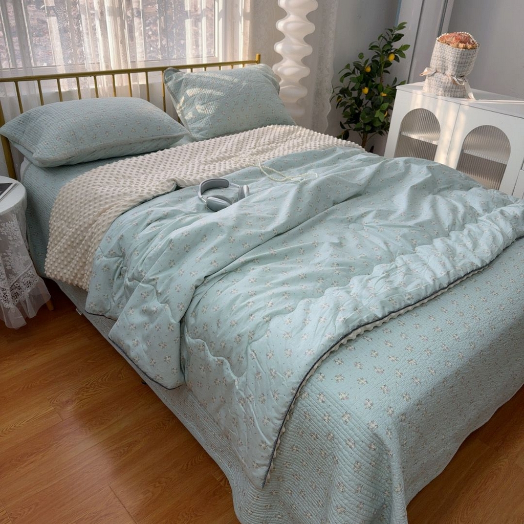 91家纺网 家纺一手货源 找家纺 （总）暖居 2026新款一面纯棉一面绒床盖+同款纯棉豆豆被跑量