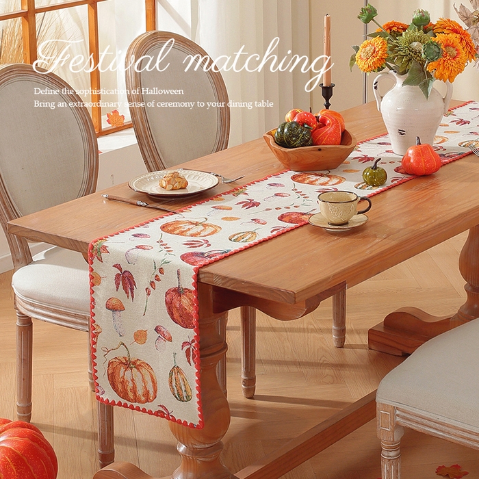 91家纺网 家纺一手货源 找家纺 （总）南通大梧纺织 2025新款美式田园南瓜桌旗