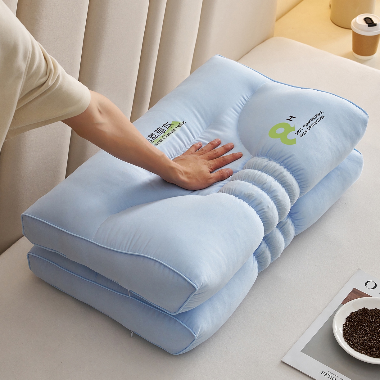 91家纺网 家纺一手货源 找家纺 乐可 2025新款植萃草本云柔枕枕头枕芯 植萃草本云柔枕-兰