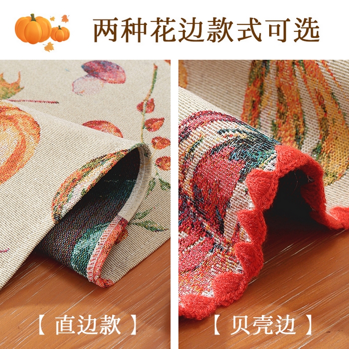 91家纺网 家纺一手货源 找家纺 （总）南通大梧纺织 2025新款美式田园南瓜桌旗