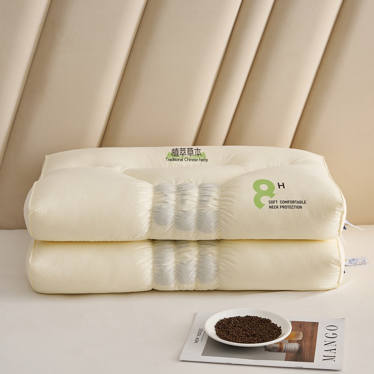 91家纺网 家纺一手货源 找家纺 乐可 2025新款植萃草本云柔枕枕头枕芯 植萃草本云柔枕-米