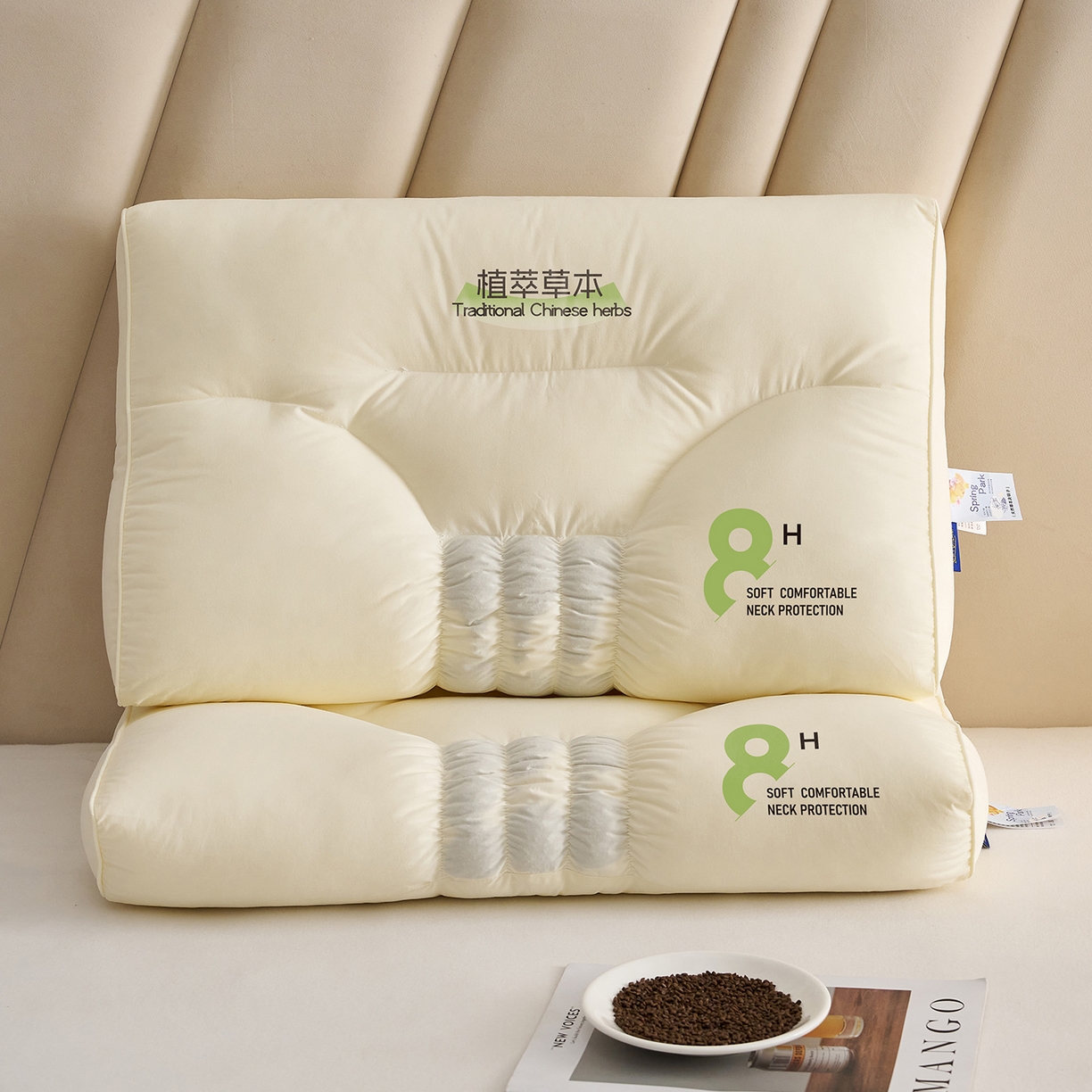 91家纺网 家纺一手货源 找家纺 乐可 2025新款植萃草本云柔枕枕头枕芯 植萃草本云柔枕-米