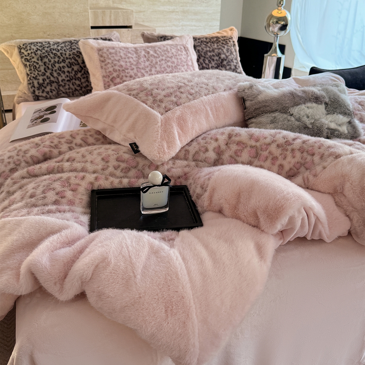 91家纺网 家纺一手货源 找家纺 （总）水云缦 2025新款水貂绒豹纹四件套