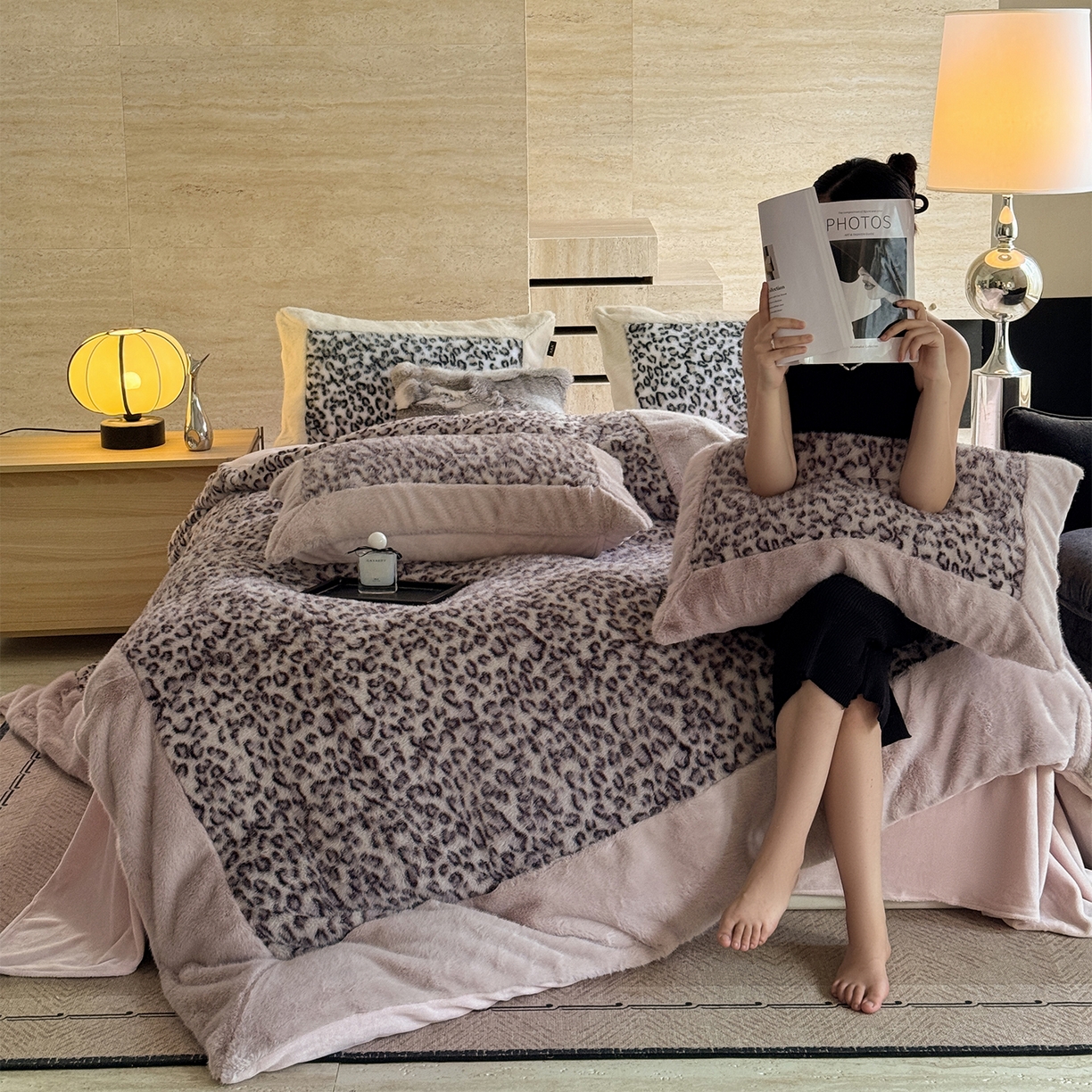 91家纺网 家纺一手货源 找家纺 （总）水云缦 2025新款水貂绒豹纹四件套