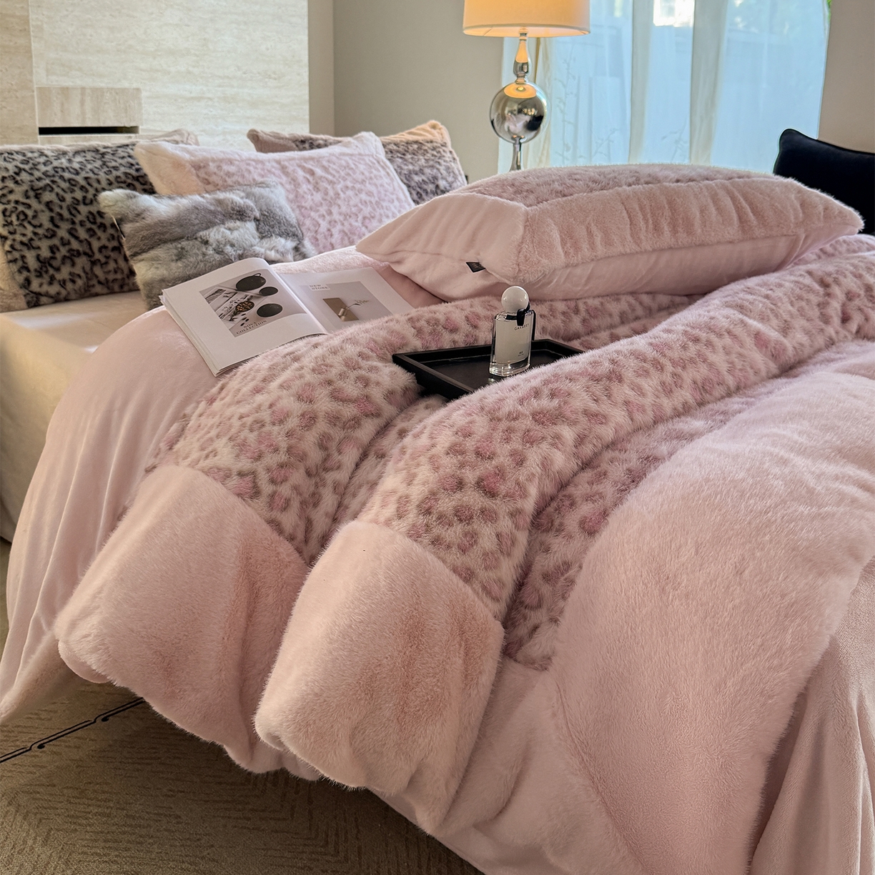 91家纺网 家纺一手货源 找家纺 （总）水云缦 2025新款水貂绒豹纹四件套