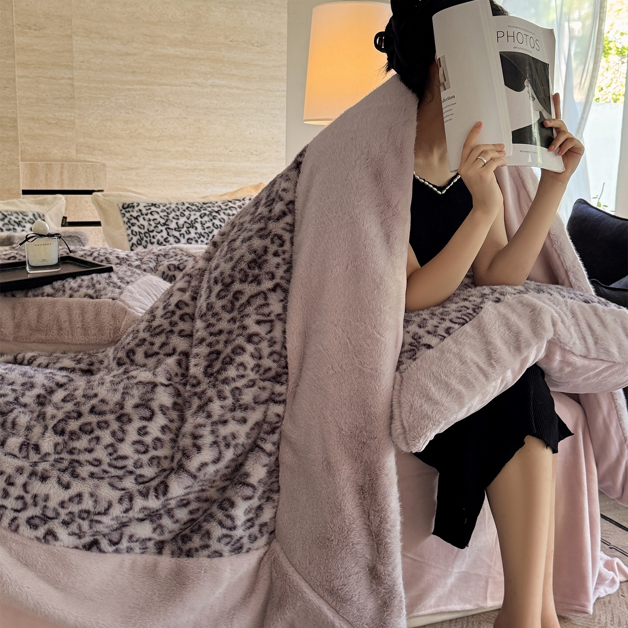 91家纺网 家纺一手货源 找家纺 水云缦 2025新款水貂绒豹纹四件套 豹纹-波斯猫