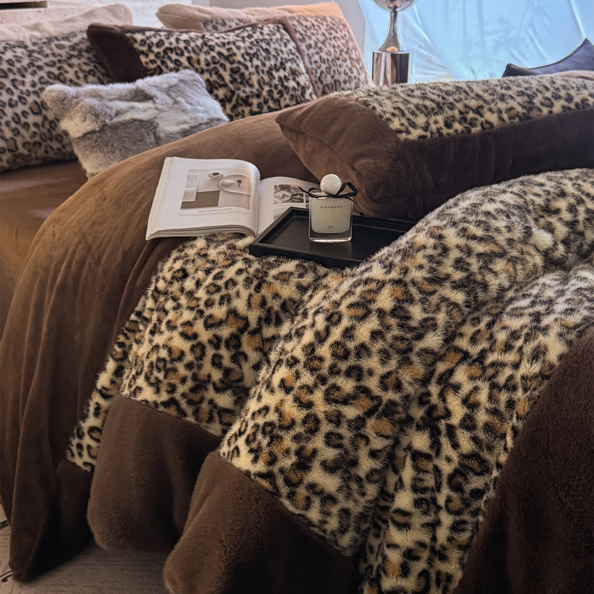 91家纺网 家纺一手货源 找家纺 水云缦 2025新款水貂绒豹纹四件套 豹纹-金钱豹