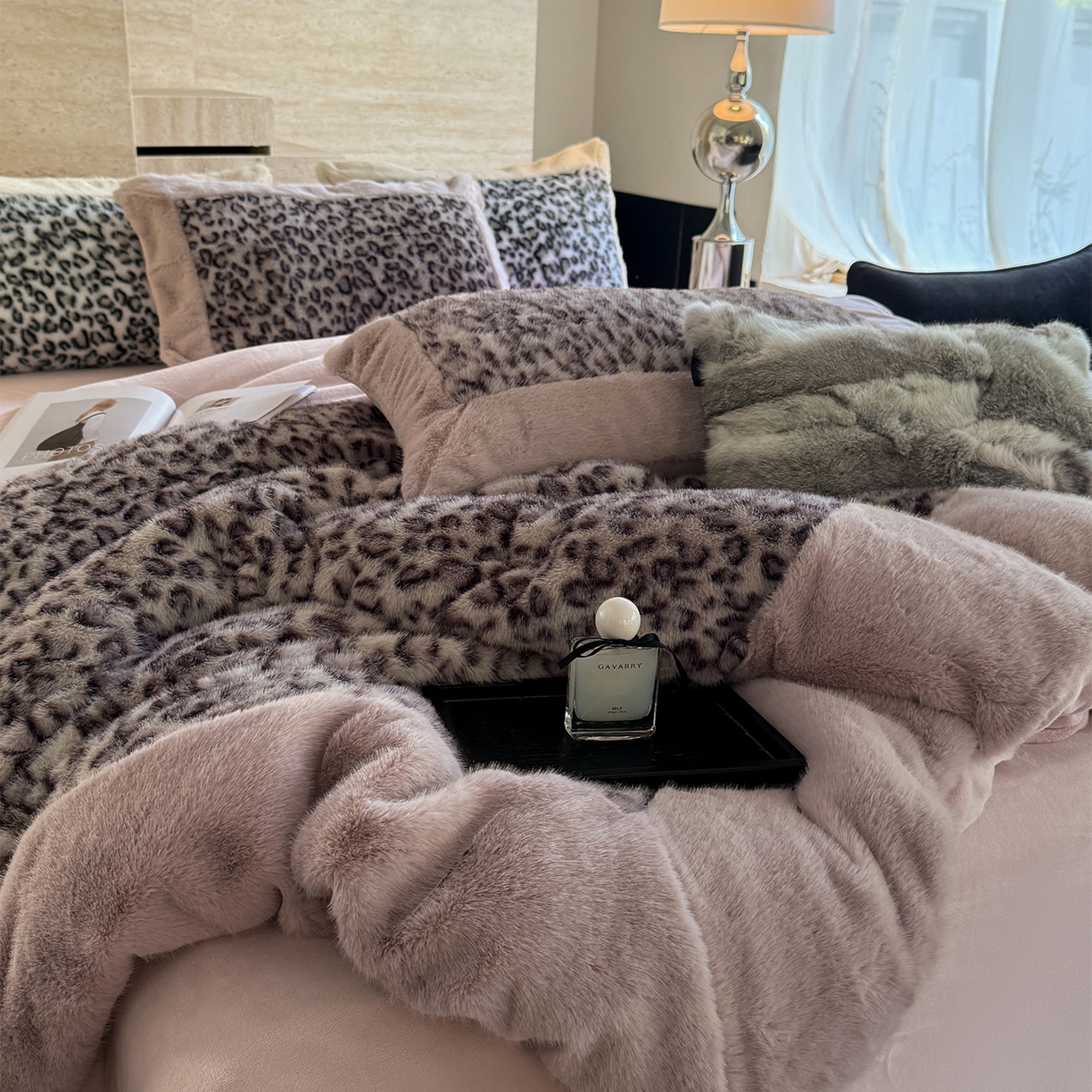 91家纺网 家纺一手货源 找家纺 水云缦 2025新款水貂绒豹纹四件套 豹纹-波斯猫