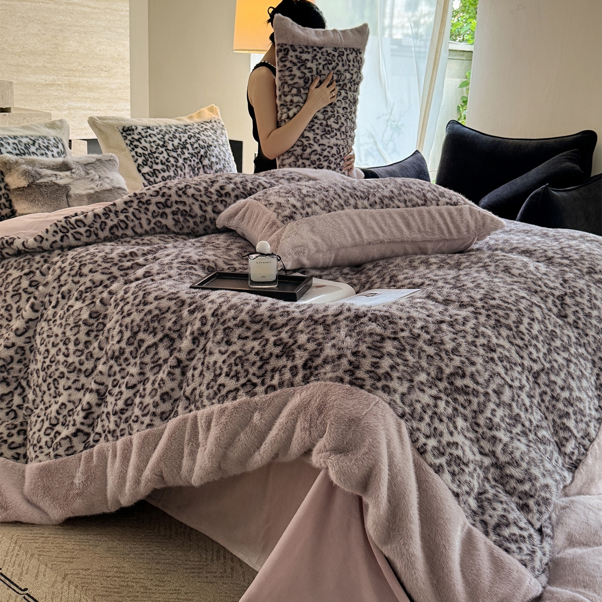 91家纺网 家纺一手货源 找家纺 水云缦 2025新款水貂绒豹纹四件套 豹纹-波斯猫