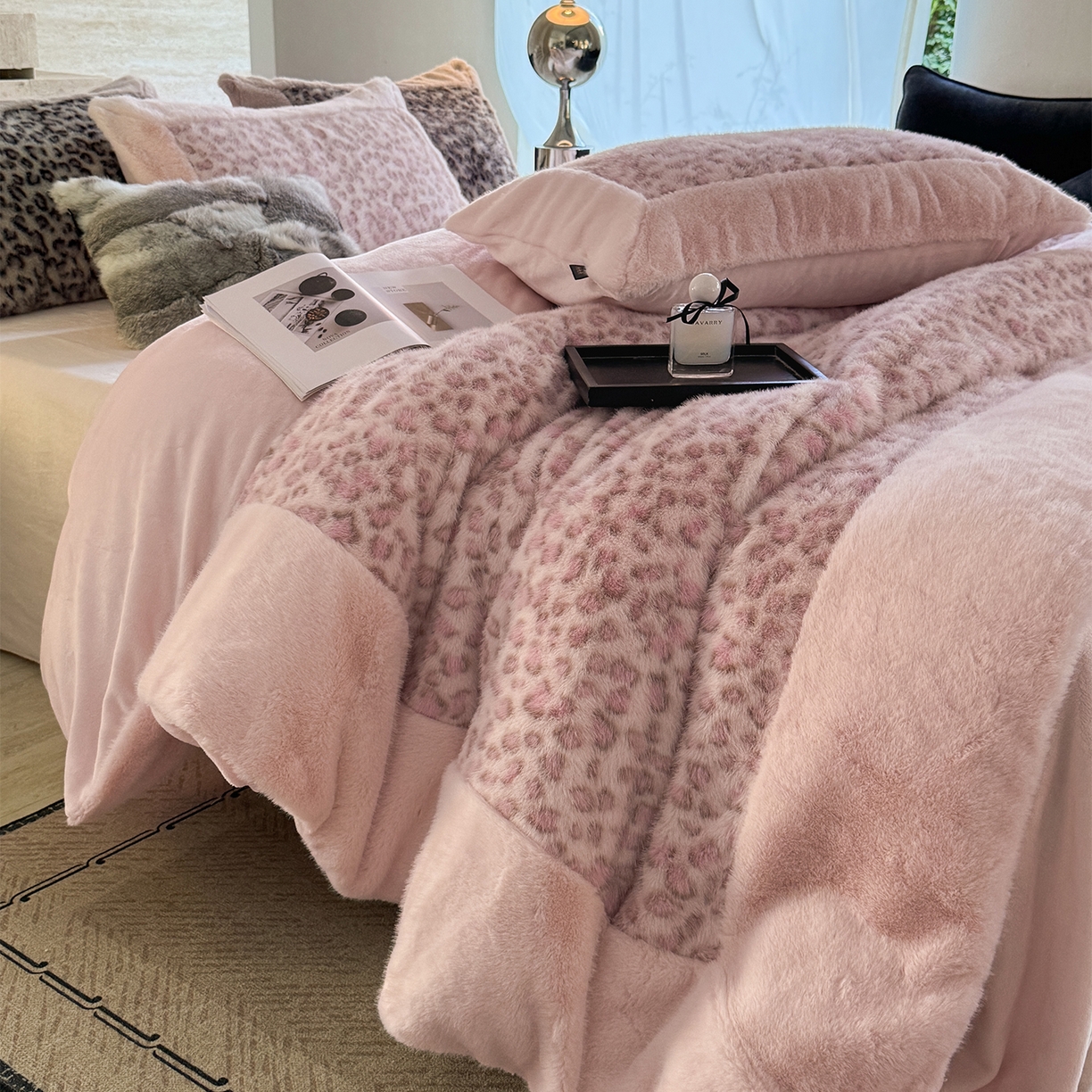 91家纺网 家纺一手货源 找家纺 （总）水云缦 2025新款水貂绒豹纹四件套