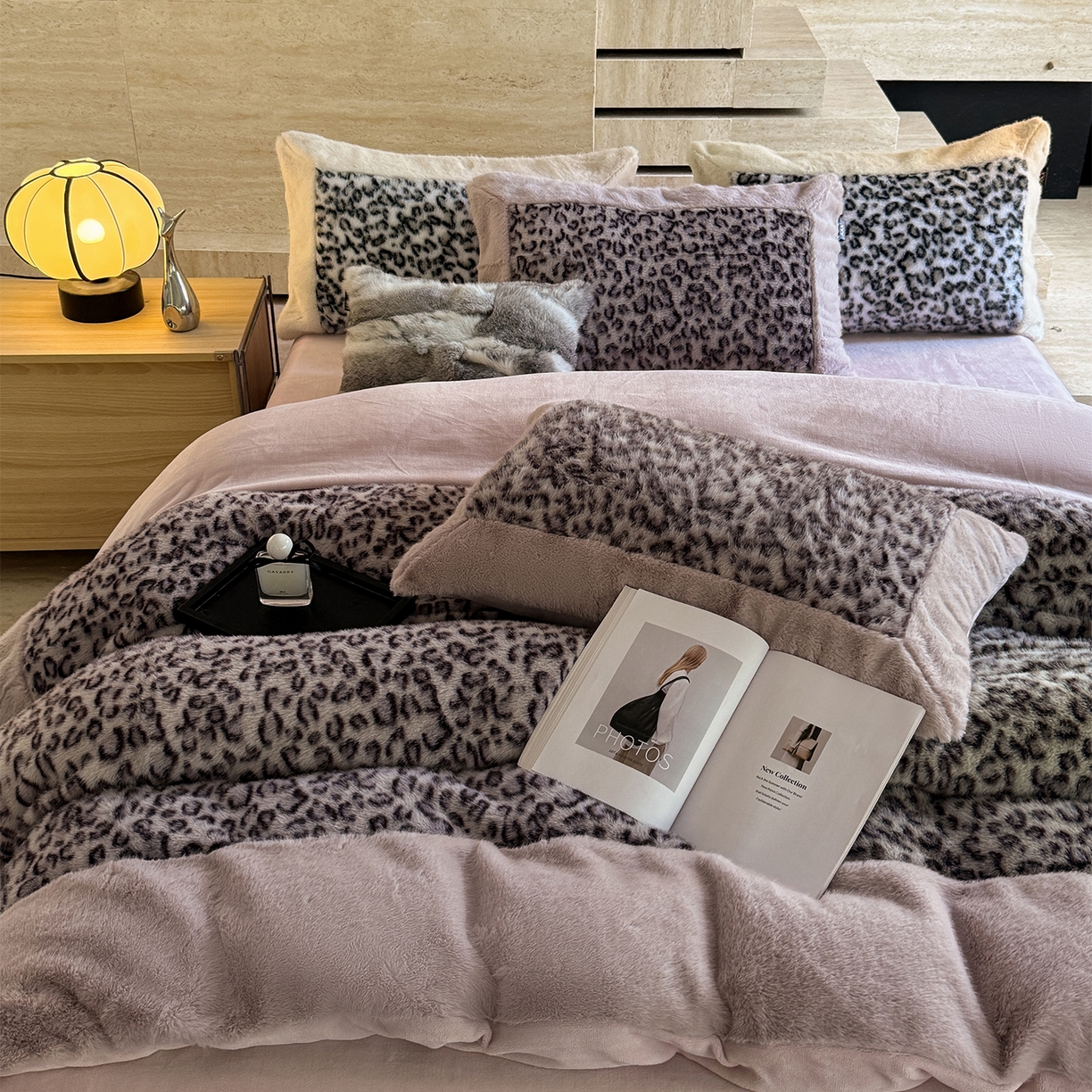 91家纺网 家纺一手货源 找家纺 水云缦 2025新款水貂绒豹纹四件套 豹纹-波斯猫